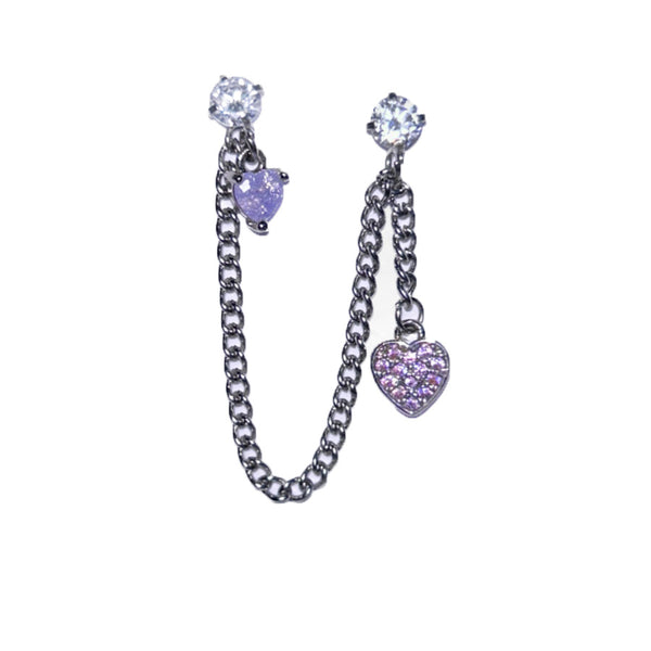 Crystal Heart Cartilage Double Barbell Stud