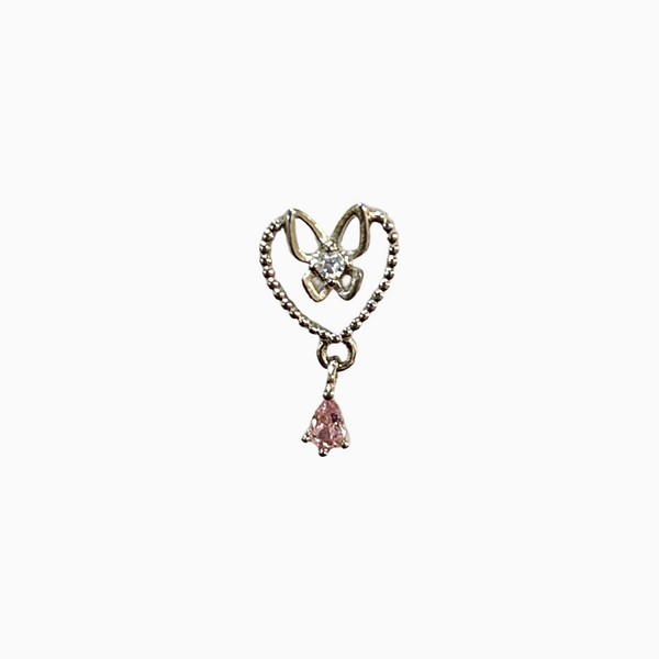 Butterfly In Heart Crystal Drop Stud