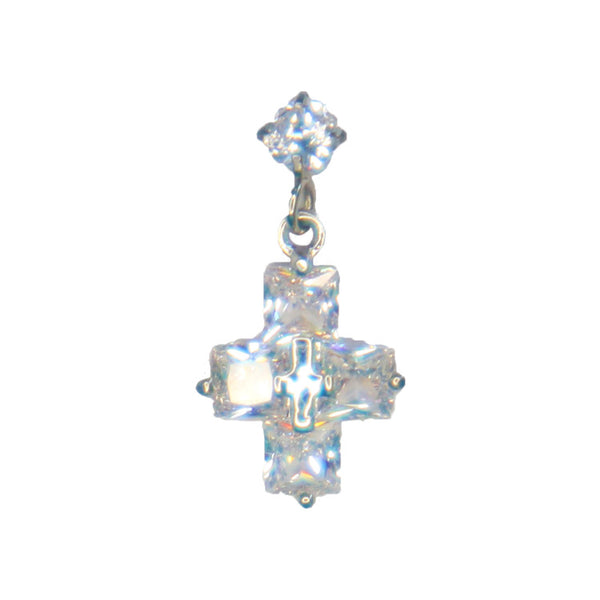 Crystal Cross Drop Cartilage Barbell Stud