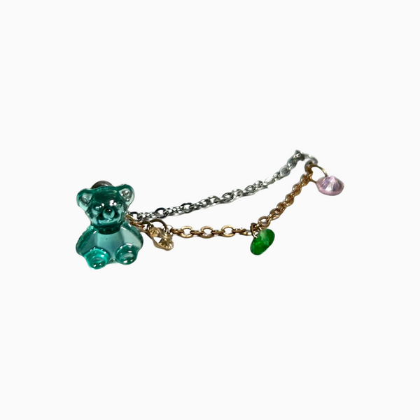 Gummy Bear Barbell Stud With Crystal Chain