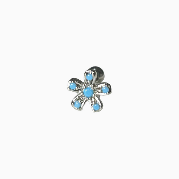 Turquoise Flower Barbell Stud