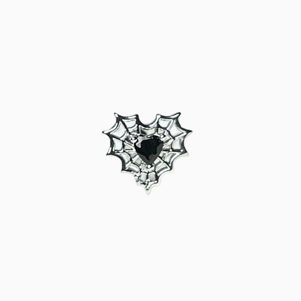 Spider Web Heart Barbell Stud