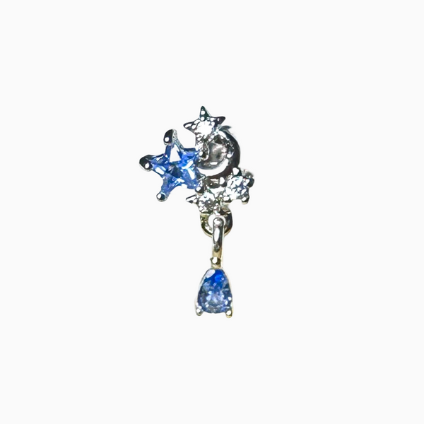 Blue Crystal Star Night Crystal Drop Barbell Stud