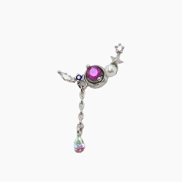 Purple Moon Stone Moon Drop Cartilage Barbell Stud