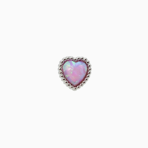 Opal Heart Cartilage Barbell Stud