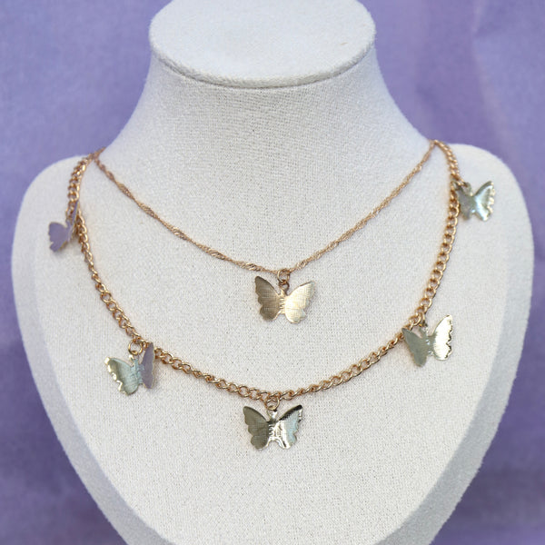 Double Layer Butterfly Necklace