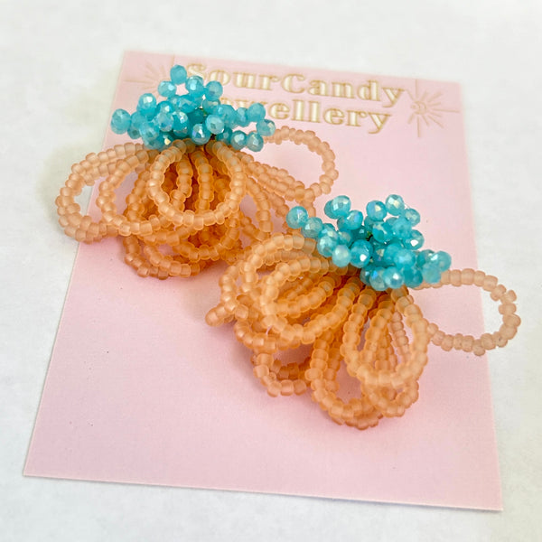 Beaded Layers Flower Earrings