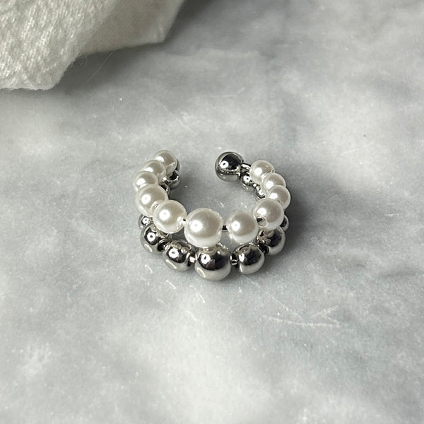 Pearl & Metal Ball Ear Cuff