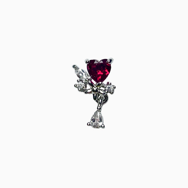 Crystal Heart Floral Crystal Drop Barbell Stud