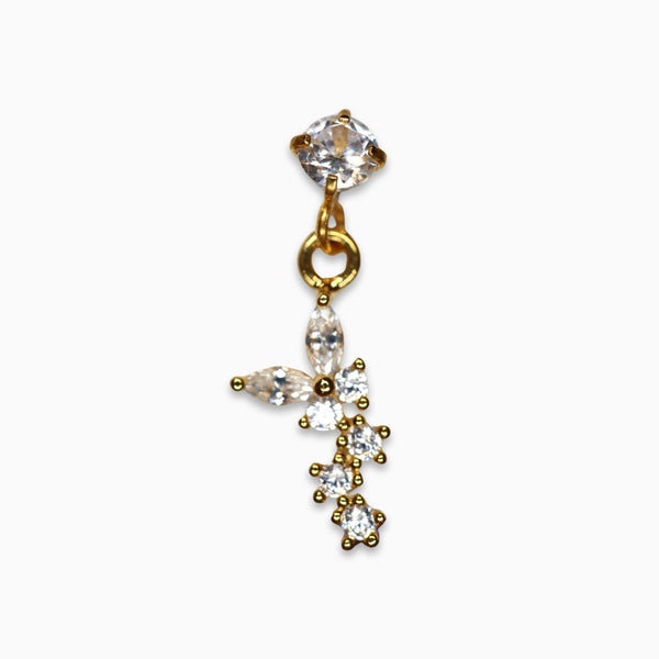 Crystal Butterfly Drop Barbell Stud