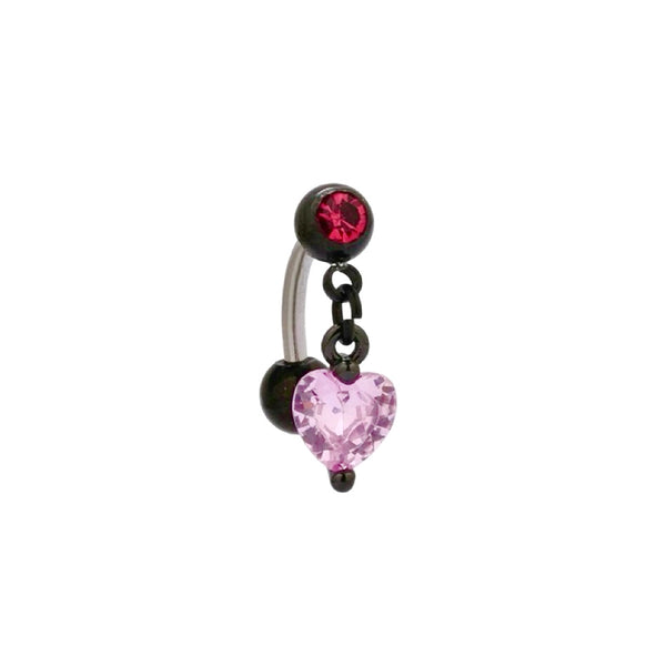 Crystal Heart Drop Curved Barbell Stud