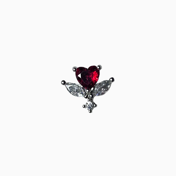 Crystal Heart With Wings Barbell Stud