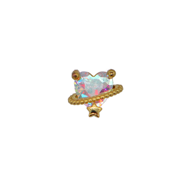 Rainbow Heart Planet Barbell Stud