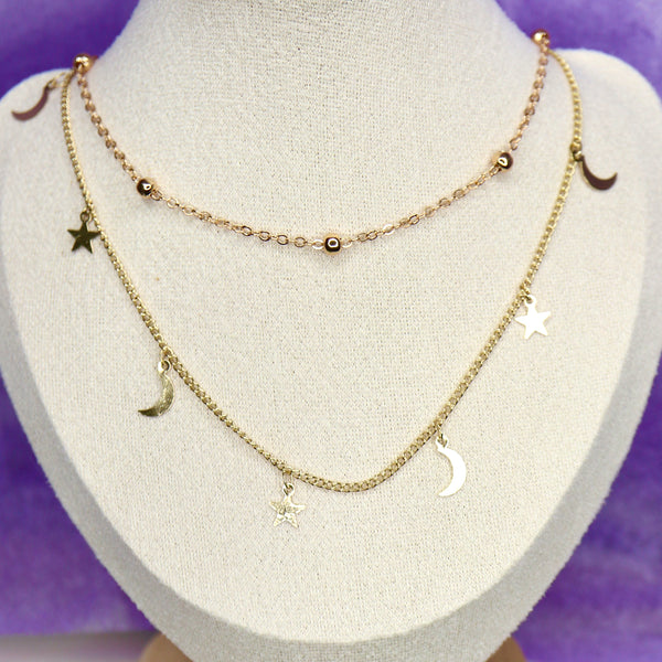 Star Moon Necklace Set