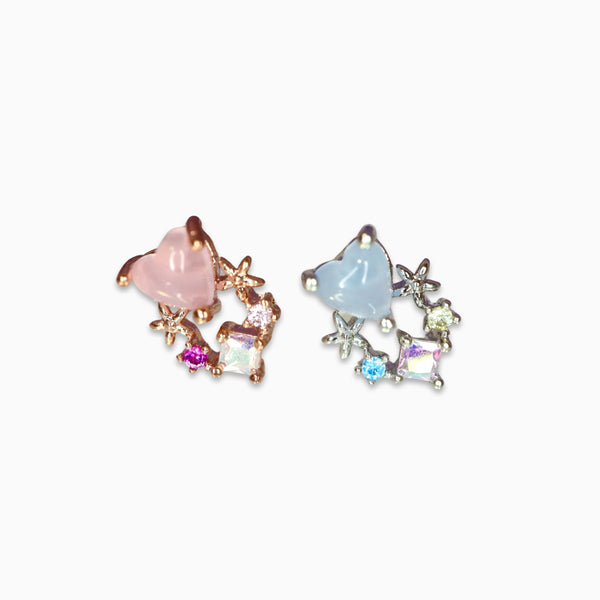 Floral Heart Crystal Cartilage Barbell Stud