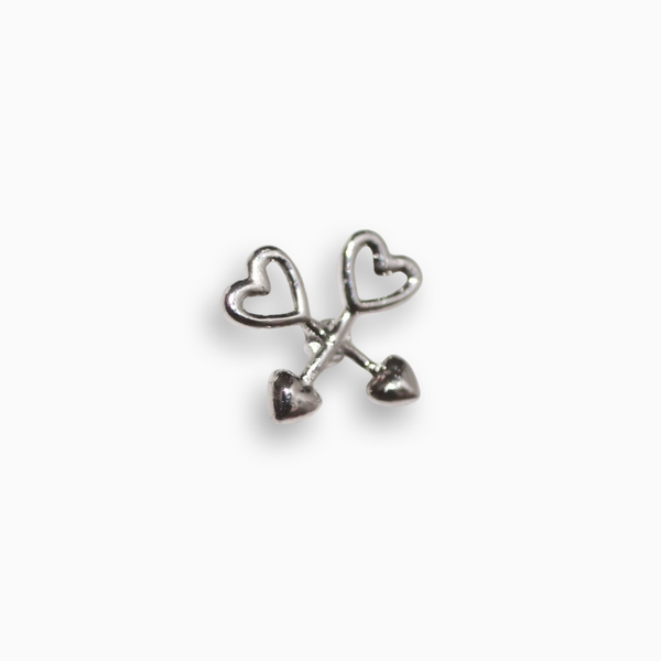 Double Heart Cross Barbell Stud