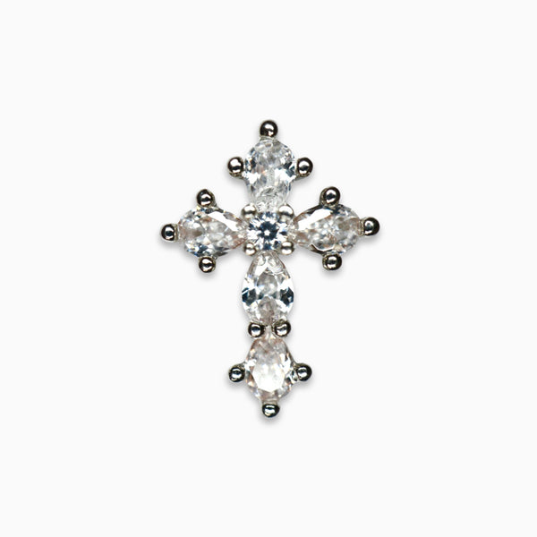 Crystal Cross Cartilage Barbell Stud