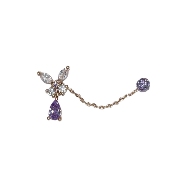 Crystal Butterfly Cartilage Barbell Stud