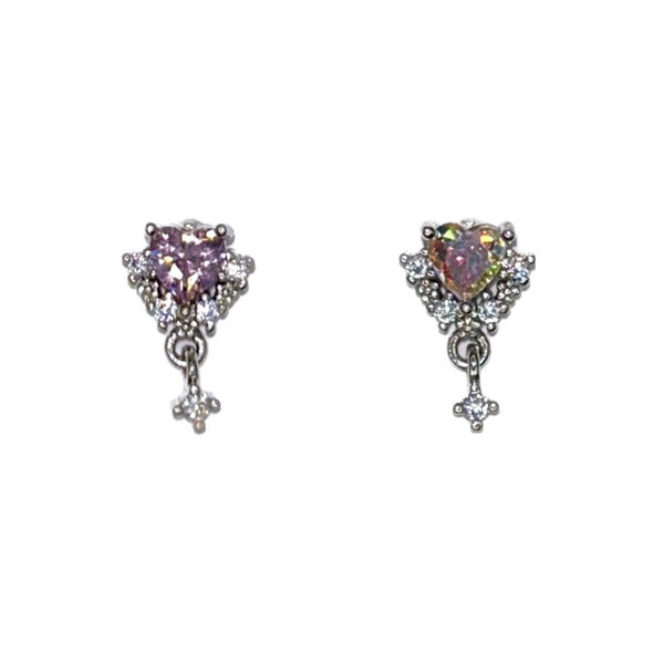 Crystal Heart Drop Cartilage Barbell Stud