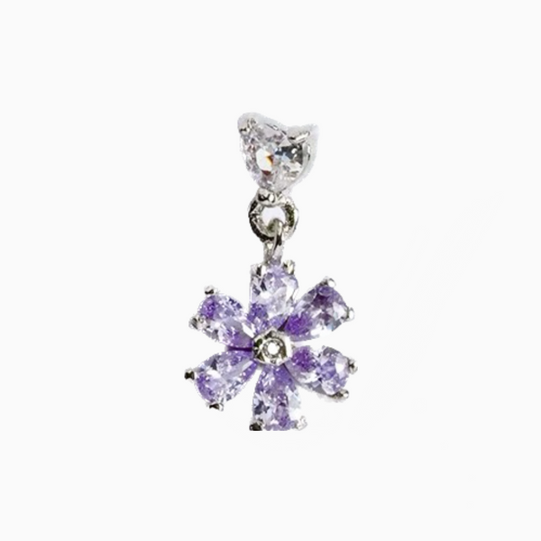 Crystal Heart Flower Drop Barbell Stud