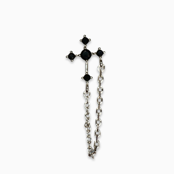 Dark Crystal Cross Chain Drop Barbell Stud