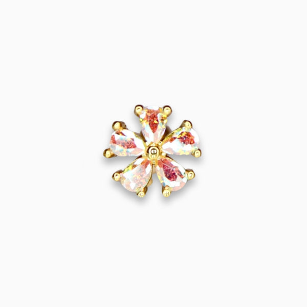 Rainbow Crystal Flower Barbell Stud