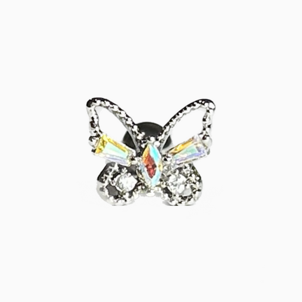 Rainbow Crystal Butterfly Barbell Stud