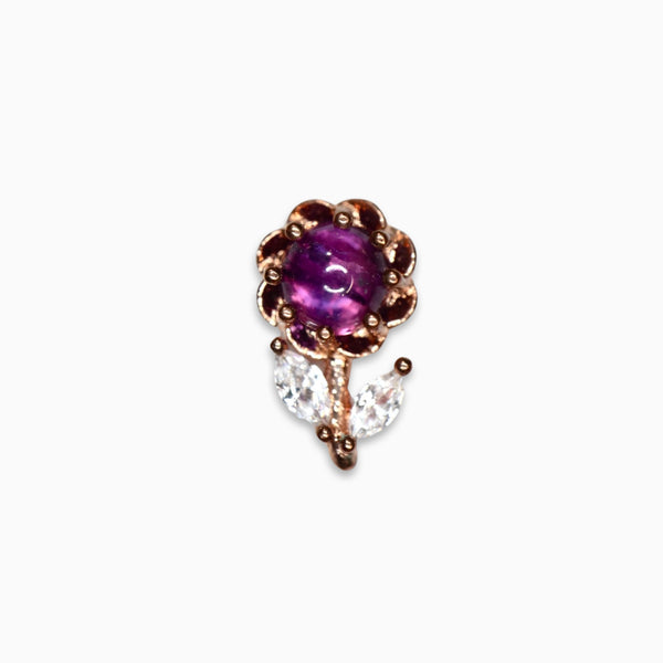 Purple Cat Eye Flower Barbell Stud