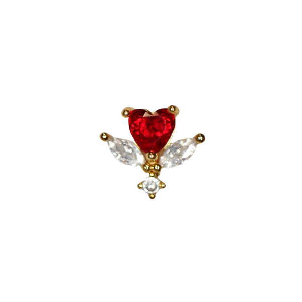 Red Angel Heart Barbell Stud