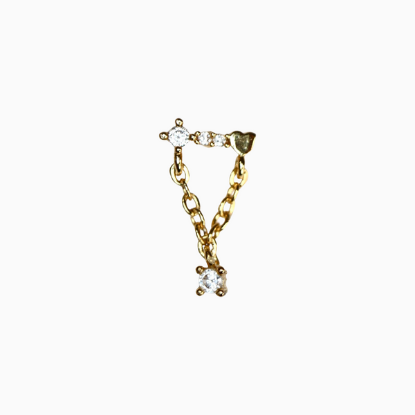 Crystal Drop with Chain Barbell Stud