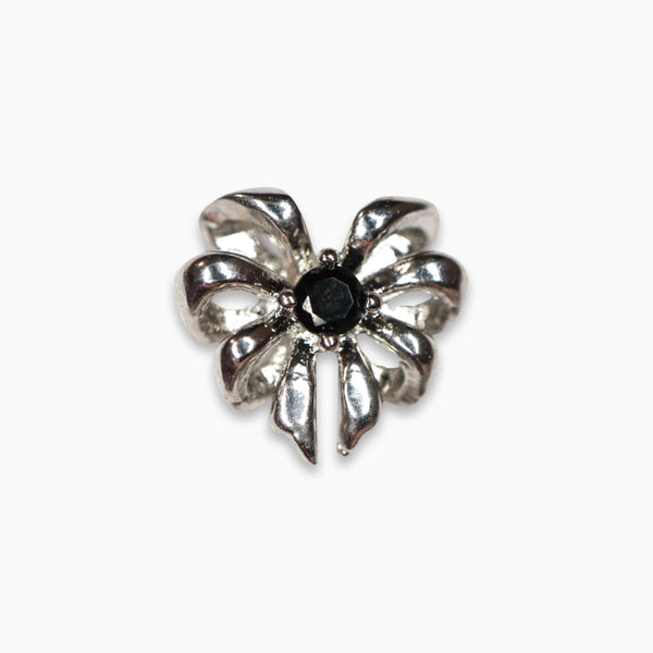 Black Crystal Ribbon Barbell Stud