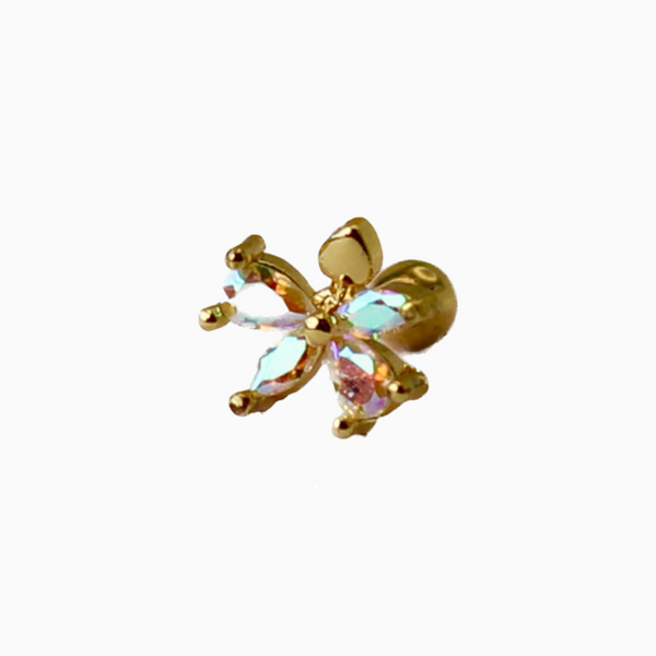 Rainbow Crystal Flower Barbell Stud