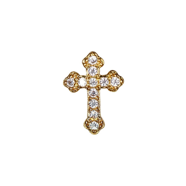 Golden Crystal Cross Barbell Stud