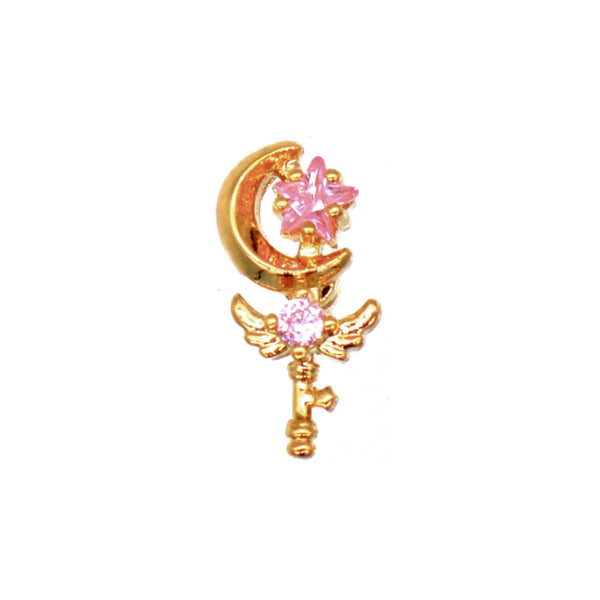 Star Moon Magic Wand Barbell Stud