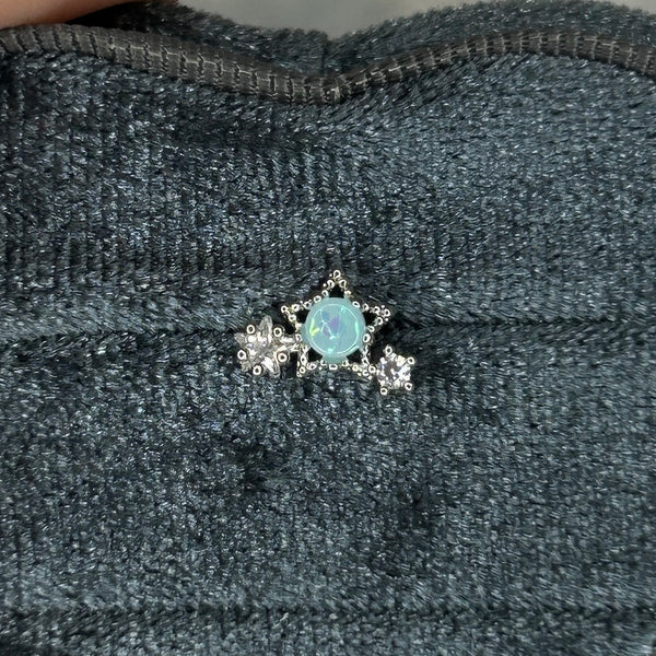 Blue Stone Twins Star Barbell Stud