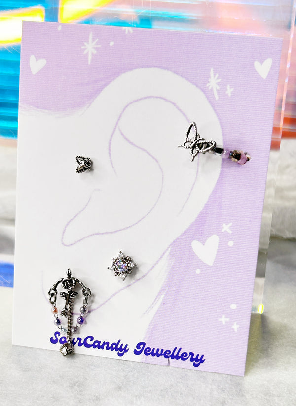 Rose Garden Barbell Earring Set