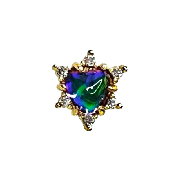 Hexagram Rainbow Heart Gem Cartilage Barbell Stud