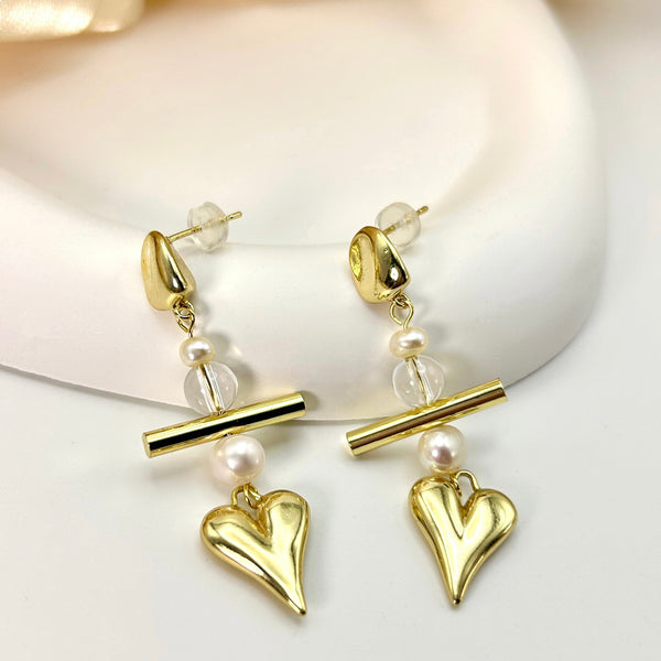 Vintage Golden Heart Earrings