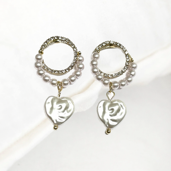 Pearl Heart Earrings