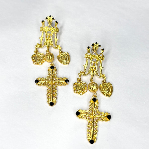 Vintage Chandelier Cross Drop Earring