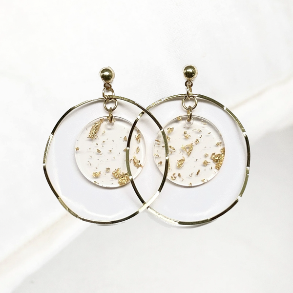 Geometric Gold Foil Drop Earrings