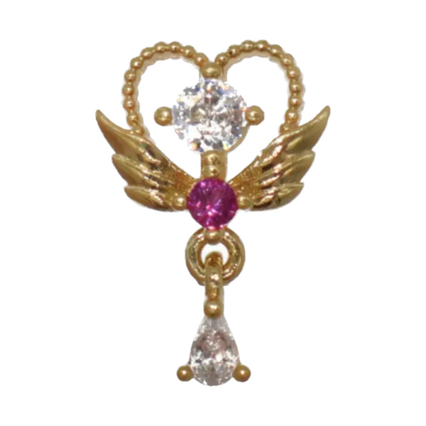 Angel Wing Heart Drop Piercing Stud