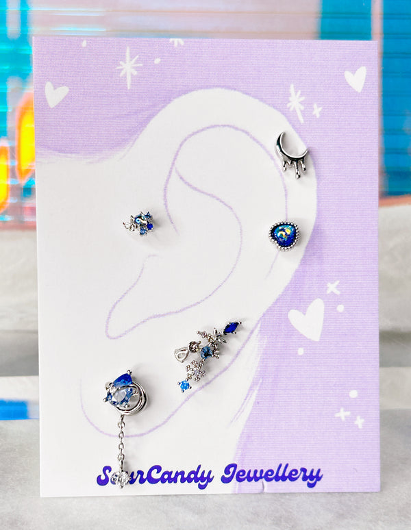 Water Drop Barbell Earring Set