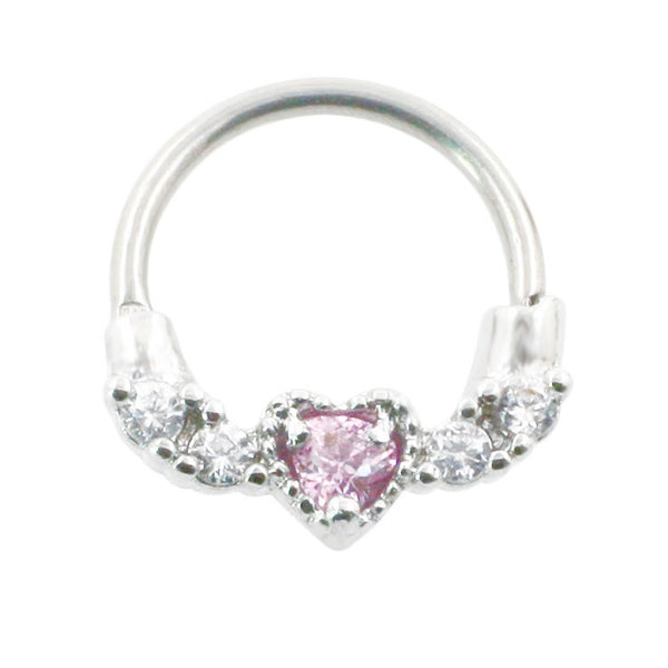 Crystal Heart Septum Ring