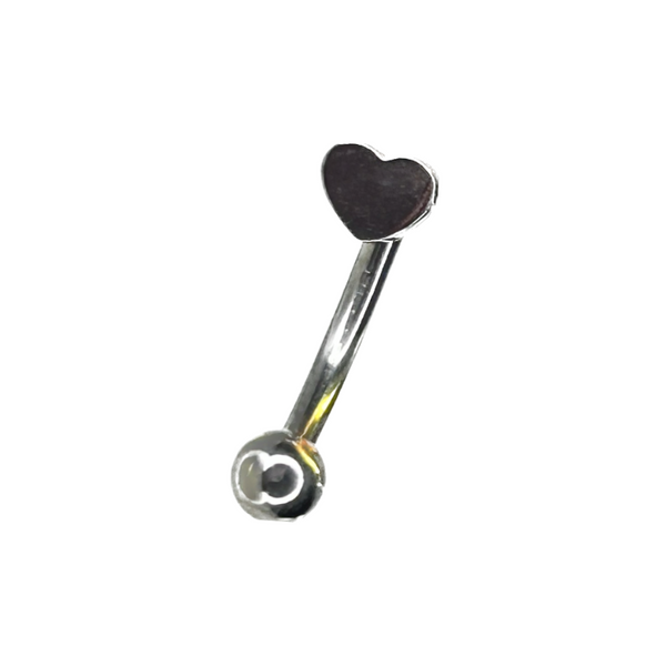 Sliver Heart Curved Barbell Stud