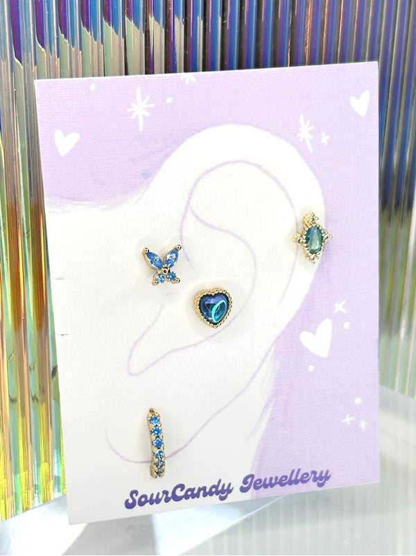 Magic Blue Barbell Earring Set