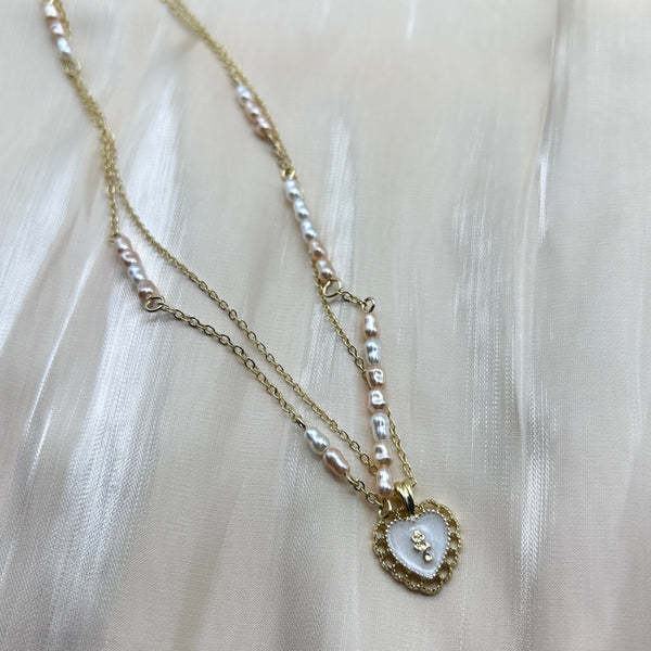 Rose Heart Pearl Necklace